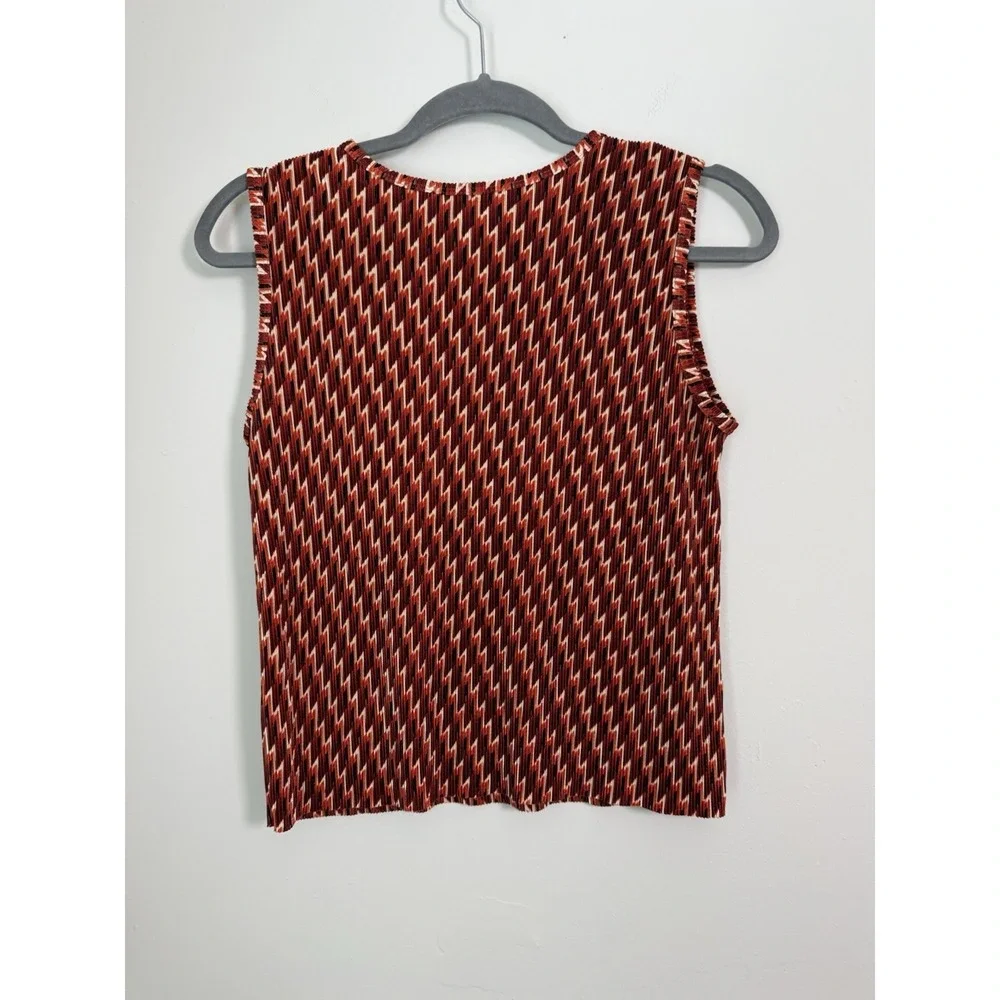 Vintage‎ Plisse Red Patterned Textured Top Y2k 90's Womens Sz M Retro Style